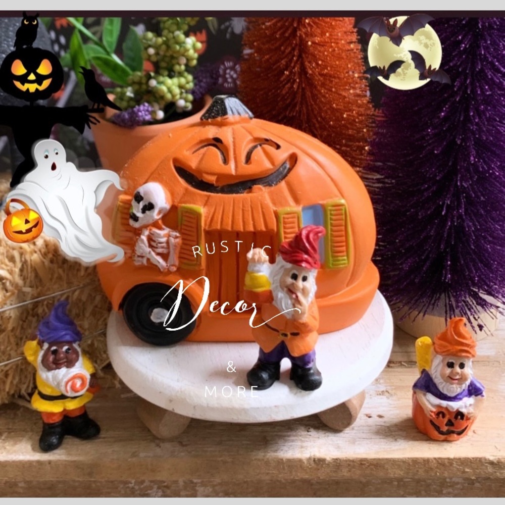 Spooky Halloween Camper And Gnome Ghouls